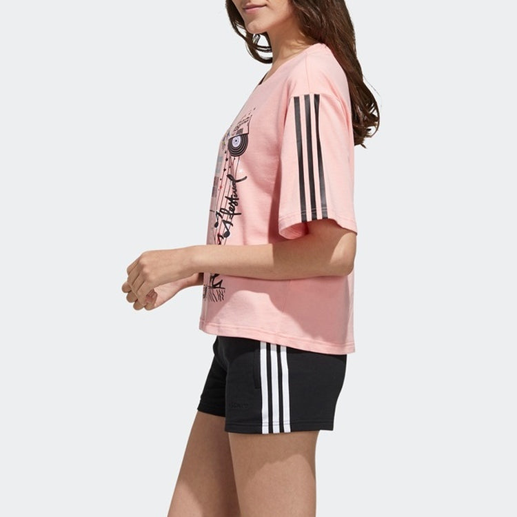 (WMNS) adidas neo Faves Tshirt Shoulder Drop Printing Sports Short Sleeve Pink FP7294