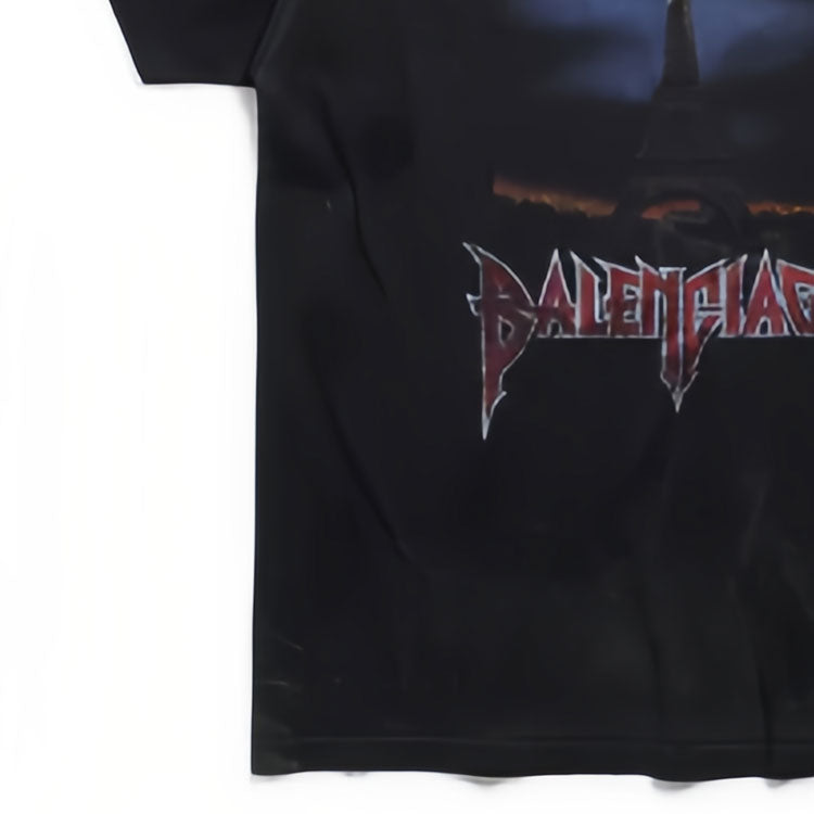 Balenciaga Paris Moon T-shirt Oversized 'Black Faded' 739028TOVE41055