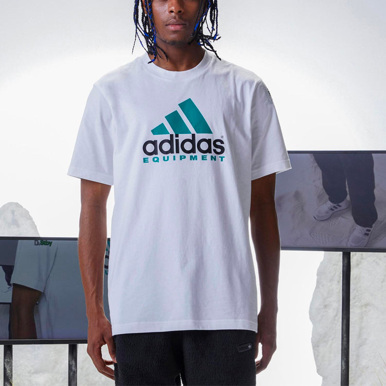 adidas originals Eqt Logo Tee Alphabet Printing Round Neck Breathable Short Sleeve White HG8098