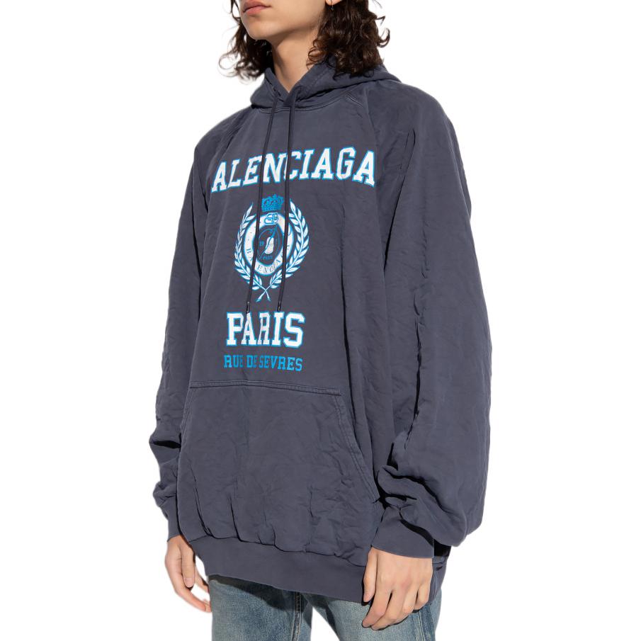 Balenciaga Est. 1917 College Logo Print Hoodie 'Navy' 697879TMV964140