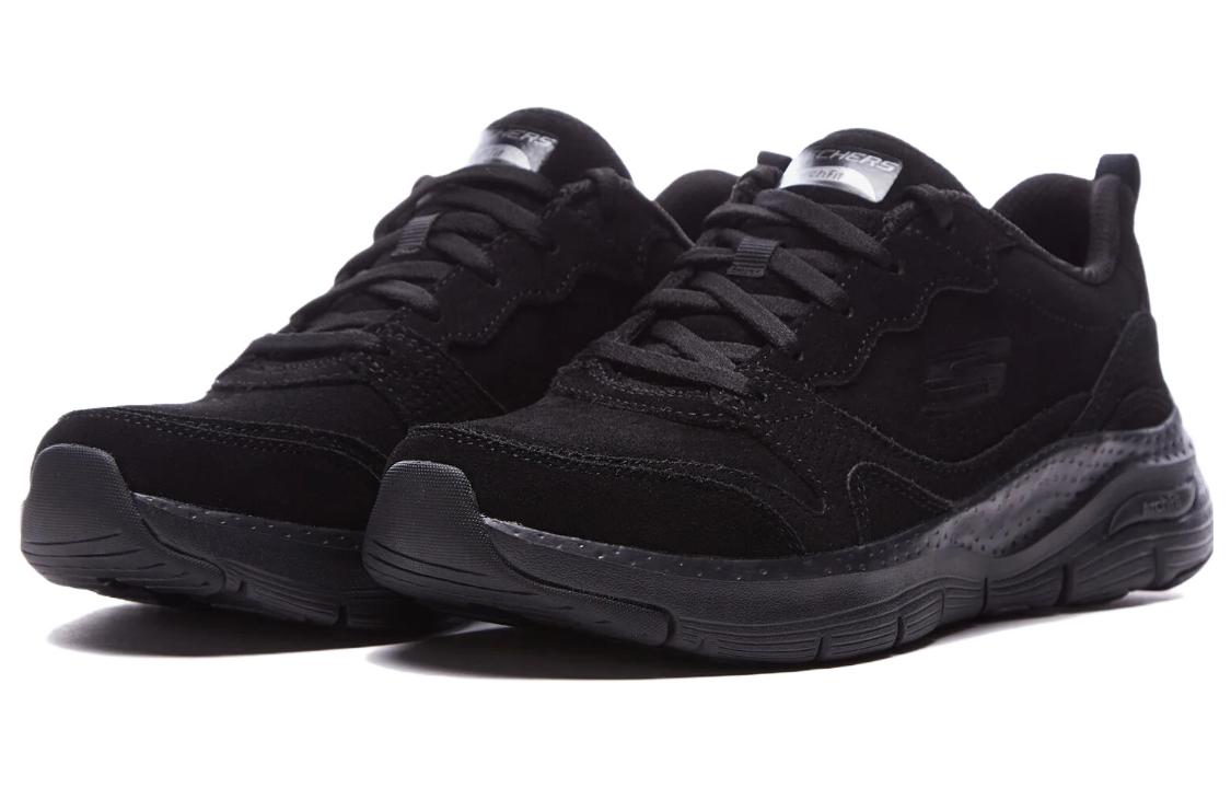 (WMNS) Skechers Arch Fit High Spirits Suede Leather 'Black' 149729-BBK