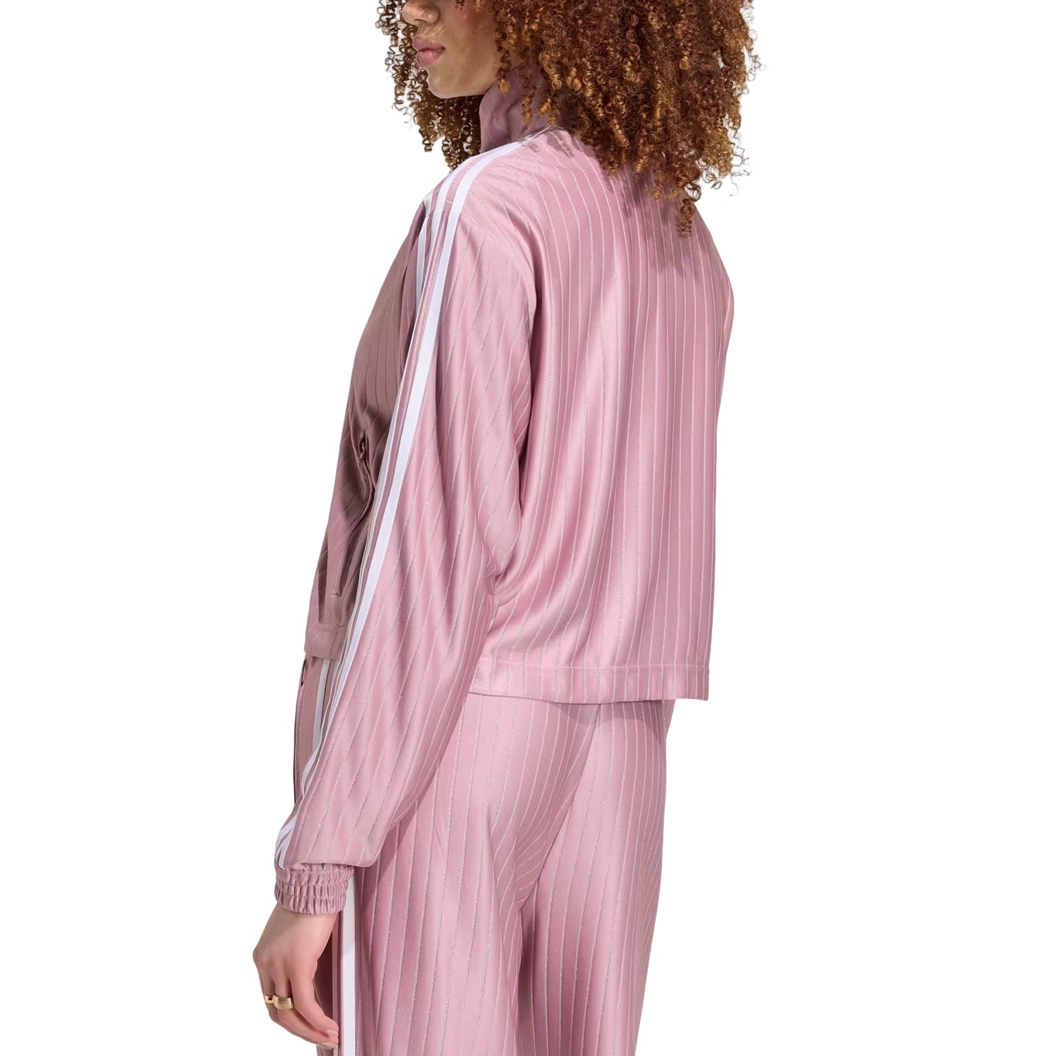 (WMNS) adidas Firebird Pinstripe Track Jacket Asia Sizing 'Magic Mauve Silver Metallic' KR9577