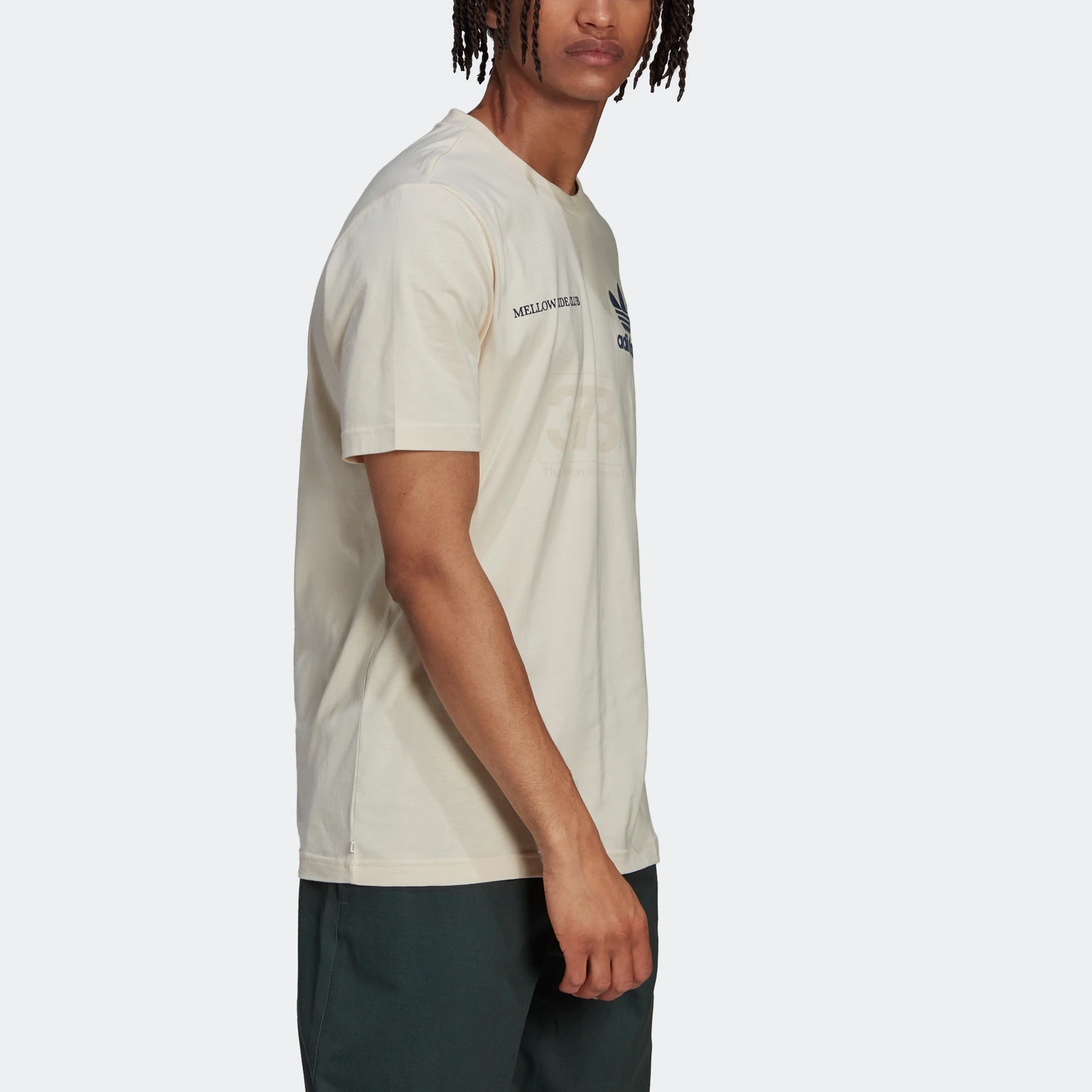 Men's adidas originals Mrc Tee Brand Logo Printing Round Neck Short Sleeve Creamy White T-Shirt HL9277