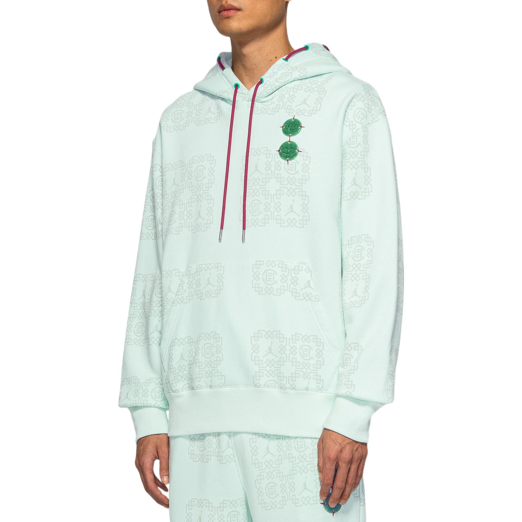 Men's Air Jordan x CLOT Crossover China Logo Full Print Pullover Asia Edition Autumn Green DO0008-394