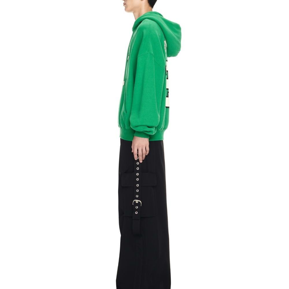 Off-White Varsity-Print Cotton Hoodie 'College Green' OMBB118S24FLE0055561