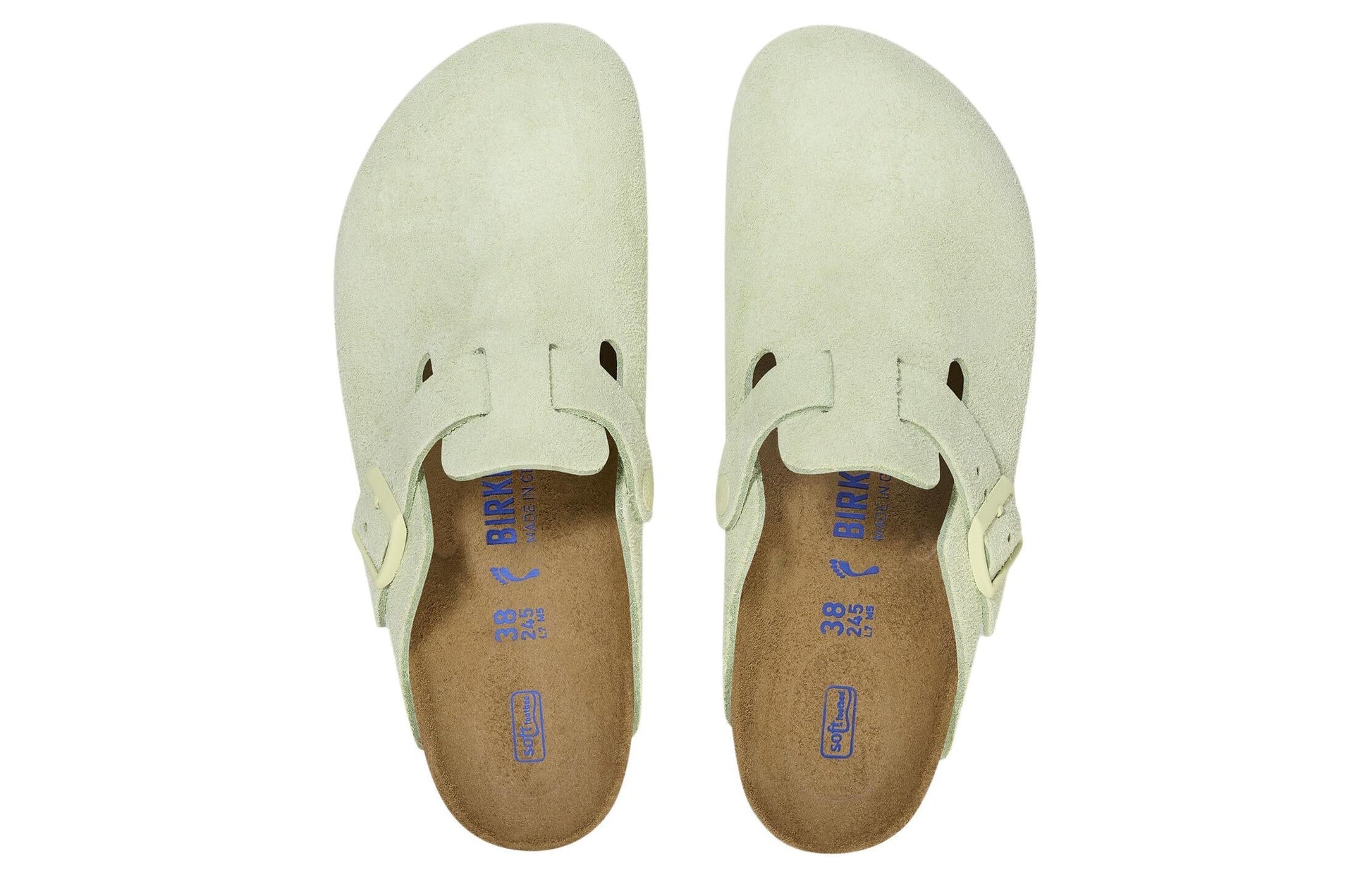 Birkenstock Boston Soft Footbed Suede Leather Narrow Fit Sandals 'Faded Lime' 1027678