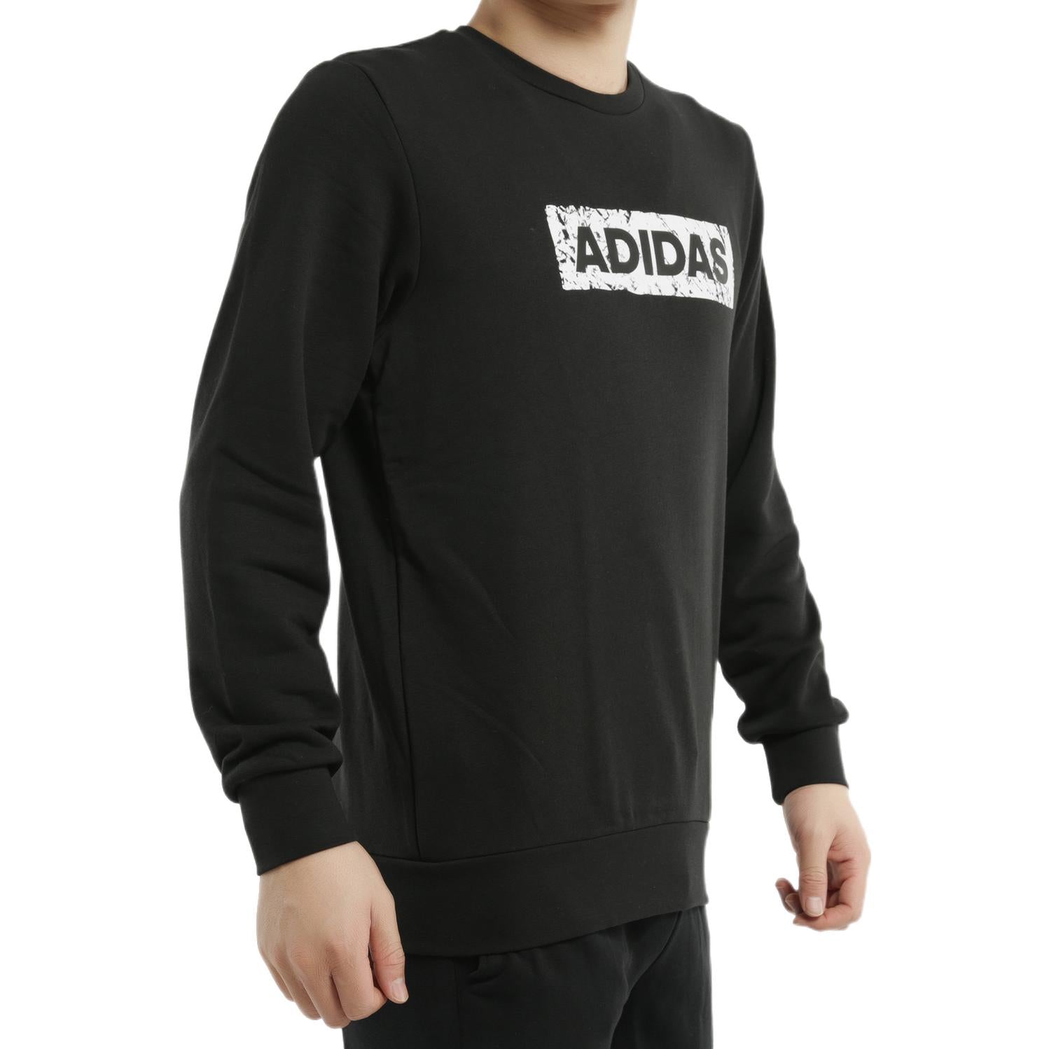 Men's adidas Printing Alphabet Round Neck Pullover Long Sleeves Black DW4601