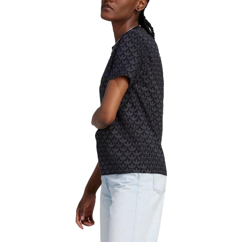 (WMNS) adidas Trefoil Monogram Tee Asia Sizing 'Black' II3180