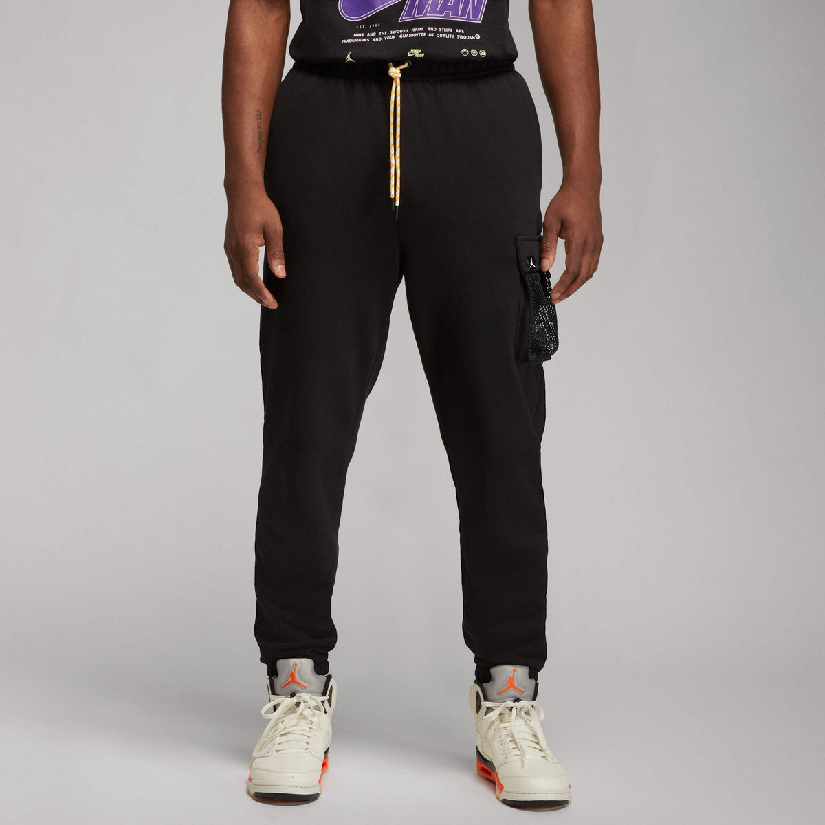 Air Jordan Jumpman Solid Color Mesh Big Pocket Breathable Lacing Sports Pants Black DM1401-010