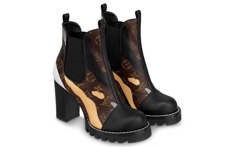 (WMNS) LOUIS VUITTON LV x LOL Star Trail Small Cowhide Ankle boots Black Brown 1A7VIU