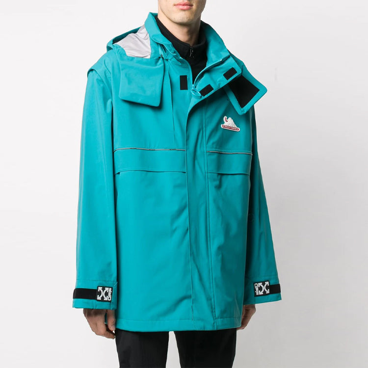 Men's Off-White Functional Material Detachable Windproof Jacket Loose Fit Lake Blue OMKI005R20G390043991