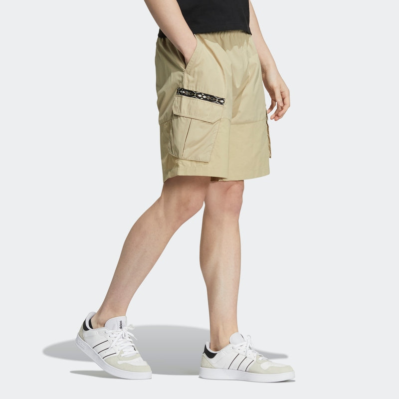 Men's adidas neo Athleisure Casual Sports Solid Color Woven Cargo Pocket Shorts Khaki HC9743