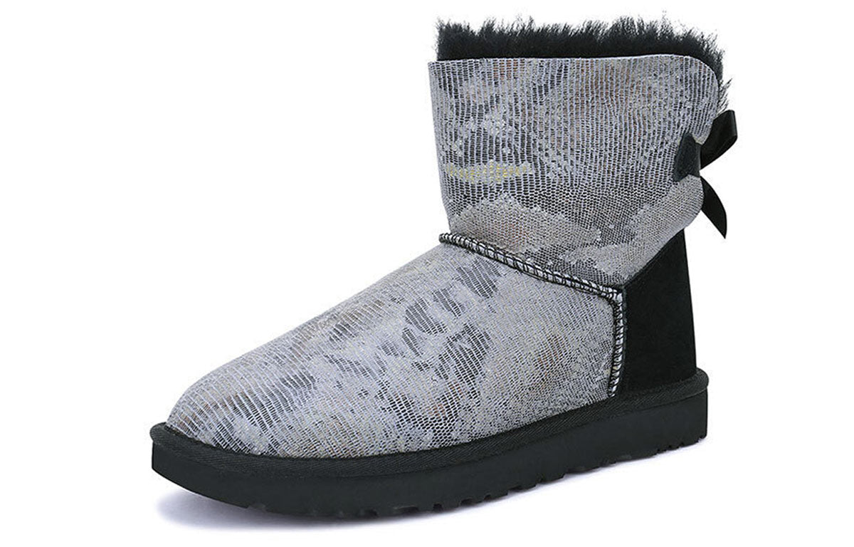 (WMNS) UGG Mini Bailey Bow Snake 'Black Grey' 1091581-BLK