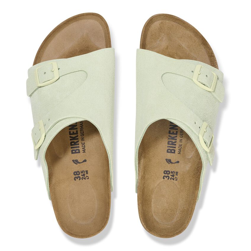 Birkenstock Zrich Suede Leather Narrow Fit Sandals 'Faded Lime' 1026826
