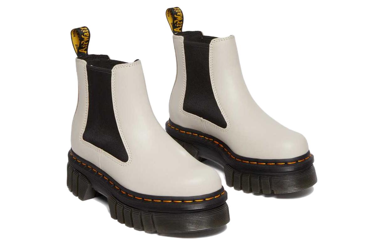 (WMNS) Dr. Martens Audrick Nappa Leather Platform Chelsea Boots 'Cobblestone Grey' 27148055