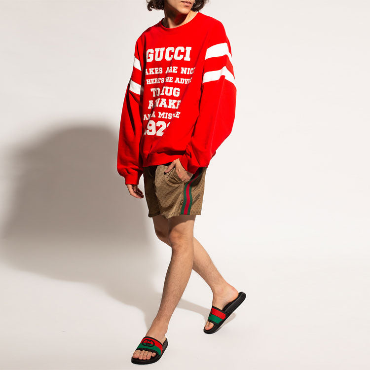Gucci SS21 Logo Printing Round Collar Male Red 655471-XJDHO-6429