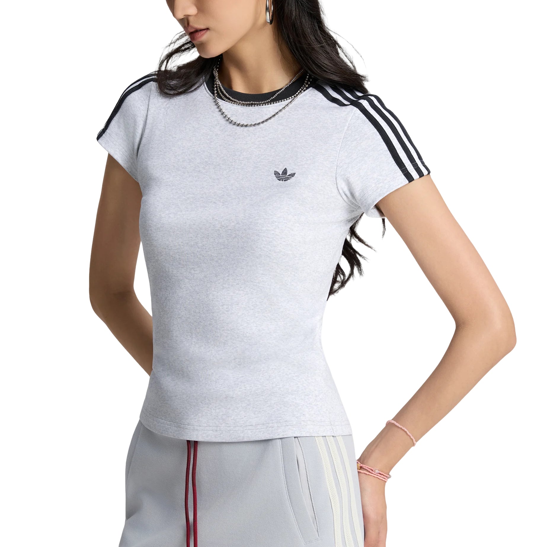 (WMNS) adidas Tailored Cali T-Shirt Asia Sizing 'Light Grey Heather' KT7791