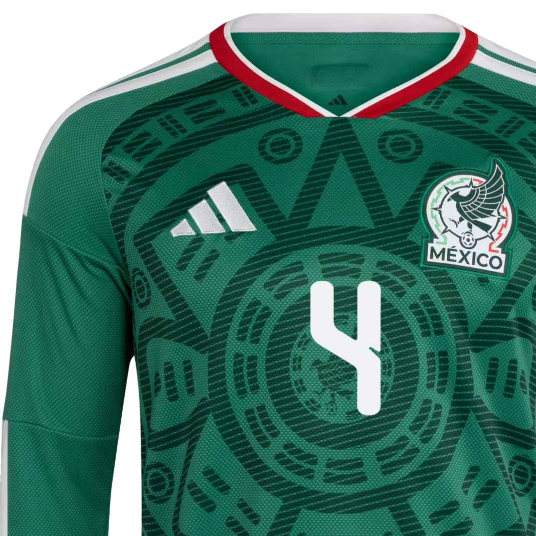 adidas Mexico 26 Home Julian Alvarez Long Sleeve Jersey Asia Sizing 'Bold Green' KW7742