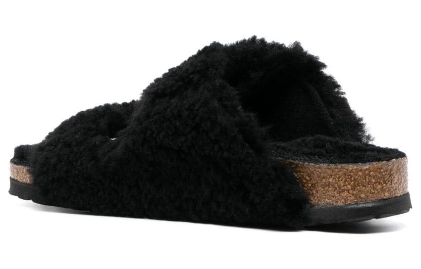 (WMNS) Birkenstock Arizona Big Buckle Shearling Narrow Fit 'Black Gold' 1025920