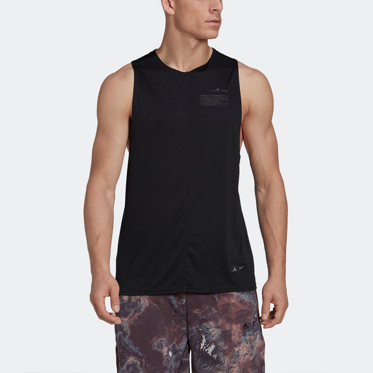 adidas U Prly Slvls T Solid Color Round Neck Loose Sports Vest Unisex Black HK4514