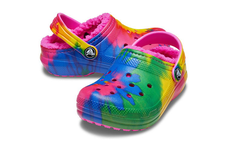 (GS) Crocs Classic Lined TieDye Graphic Clogs 'Blue Pink' 206683-6RW