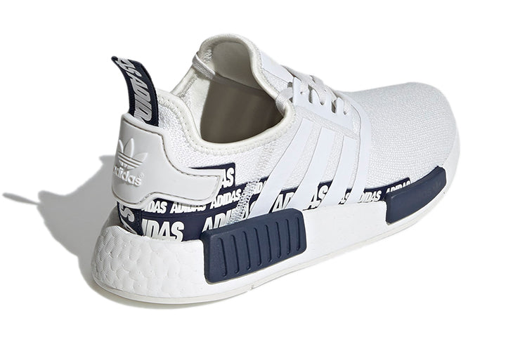 (GS) adidas NMD_R1 J 'Wordmark Heel Stripe - Crystal White Navy' S42838