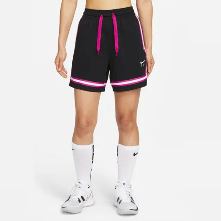 (WMNS) Nike Fly Crossover Embroidered Logo Colorblock Lacing Sports Shorts Black DH7326-011