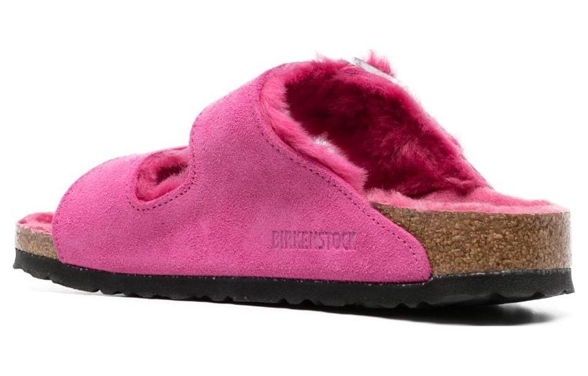 Birkenstock Arizona Shearling Suede Leather Narrow Fit Sandals 'Fuchsia Tulip' 1025554