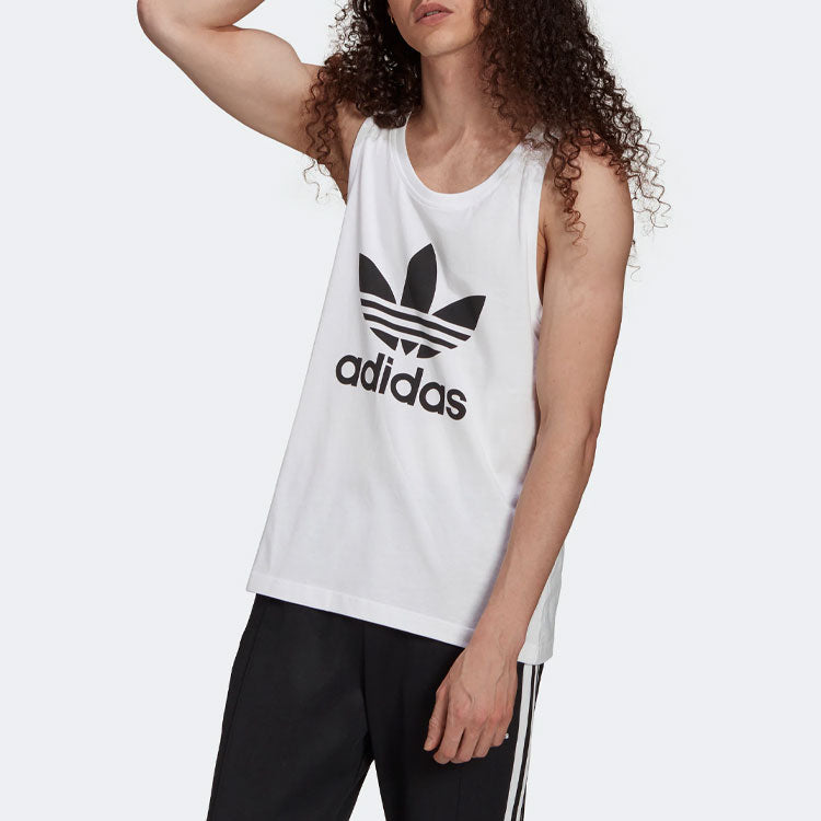 Men's adidas originals Trefoil Tank Contrasting Colors Large Logo Sports Training Vest White H06636