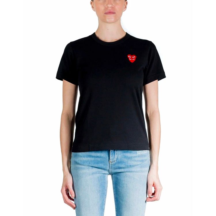 (WMNS) COMME des GARCONS PLAY FW25 PLAY Double Heart T-Shirt 'Black' AZ-T287-051-1