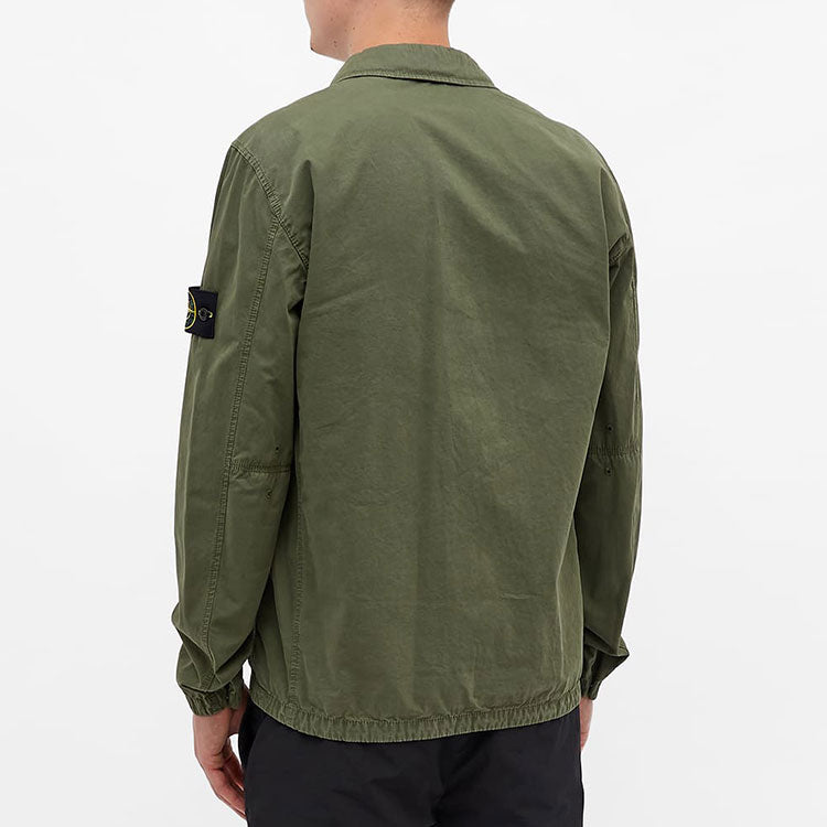 STONE ISLAND 2 Pocket Brushed Cotton Shirt Jacket 'Sage' 7515113WN-V0155