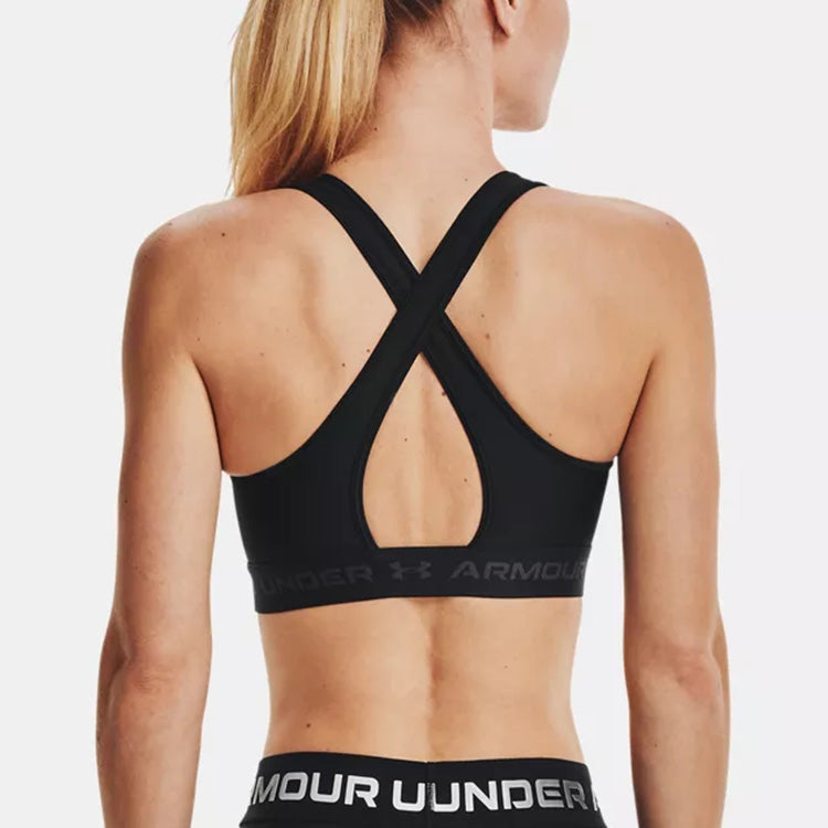 (WMNS) Under Armour Crossback Mid Sports Bra Asia Sizing 'Black Jet Gray' 1361034-001