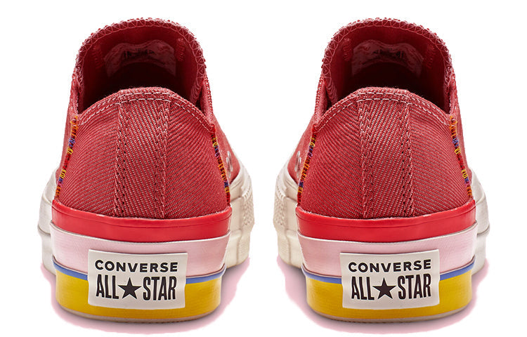 (WMNS) Converse Chuck Taylor All Star Rainbow Platform Low Top Rainbow Canvas Low Red 564995C