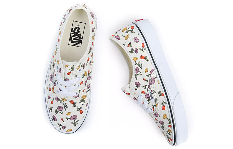 Vans Authentic Classic Casual Skateboarding Shoes Unisex Beige Flowers Printing 'White Purple Orange' VN0A5JMPCRM