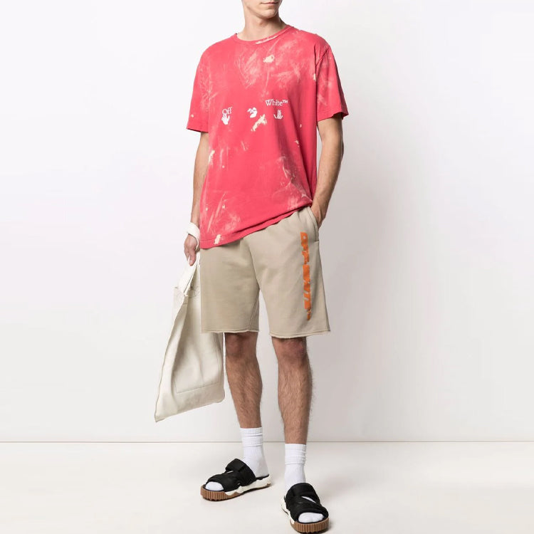 Off-White SS21 Logo Printing Short Sleeve Loose Fit Red OMAA027S21JER0012501