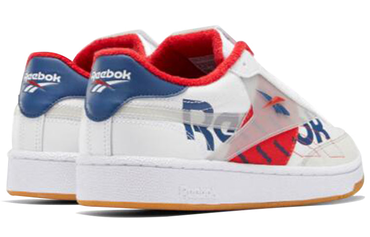 Reebok Club C 85 Lightweight Cozy Low Top Casual Skate Shoes White Red Blue EH0137
