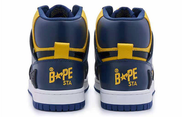 A BATHING APE Bape STA 93 High Leather 'Yellow Blue' 1J30-191-019-YELLOW