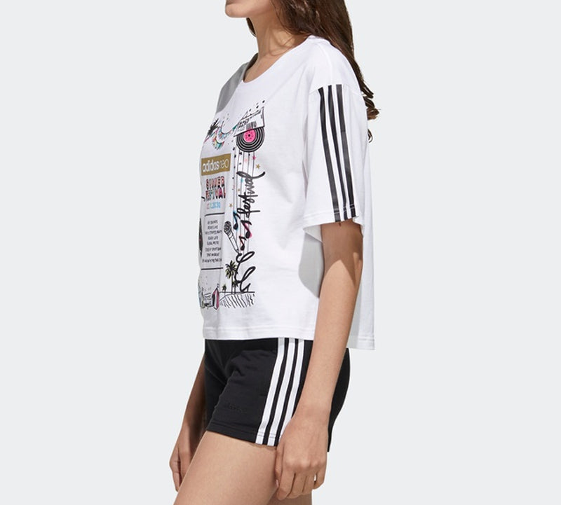 (WMNS) adidas neo W Faves Tshirt Printing Sports Short Sleeve White FP7293