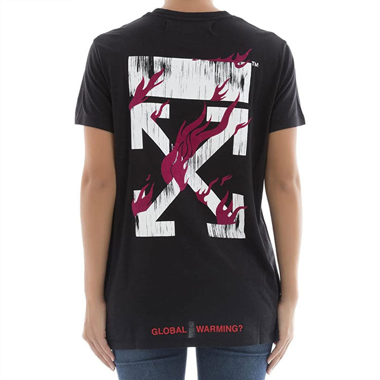 (WMNS) Off-White Flame Short Sleeve Black OWAA029E174040121088