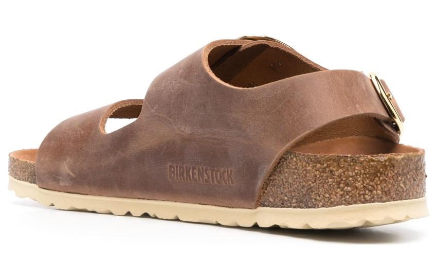 (WMNS) Birkenstock Milano Big Buckle Natural Leather Oiled Narrow Fit Sandals 'Cognac' 1024067