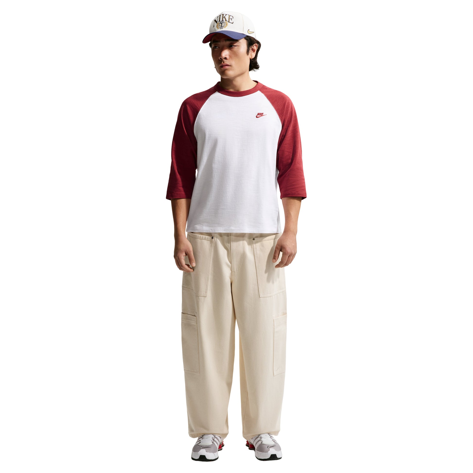 Nike Sportswear Club 3/4 Sleeve Raglan Top 'Team Crimson White' IF0756-613