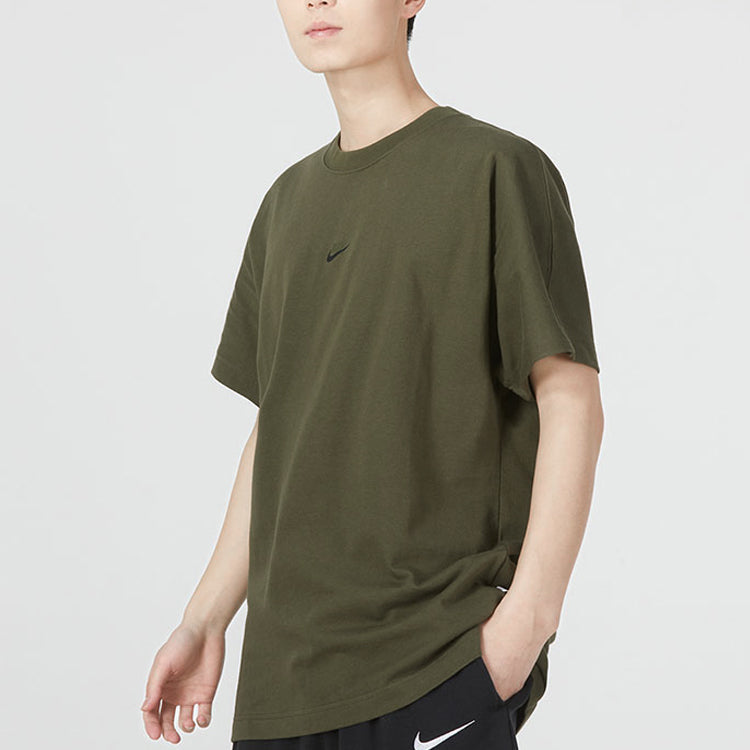Nike Logo Print Sports Round Collar Short Sleeve Men's Beige Green DD7019-326