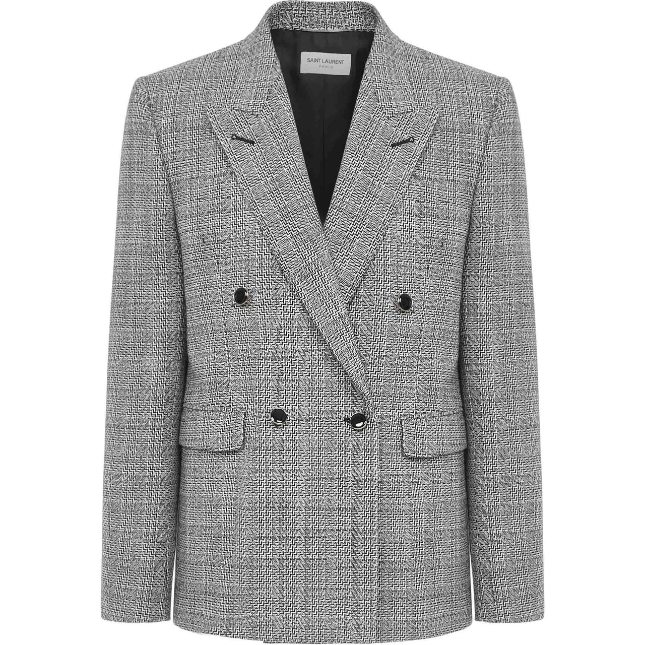 SAINT LAURENT Deconstructed Check Double breasted Blazer