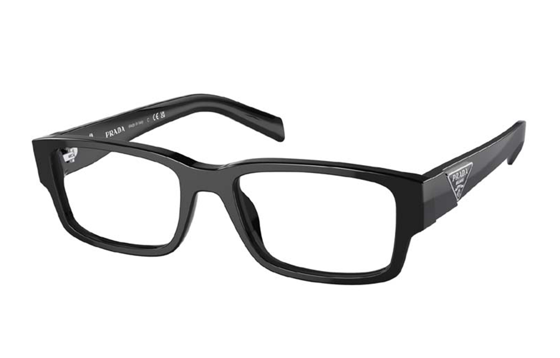 PRADA Plate Frame Rectangular Eyeglass Frames Unisex Black