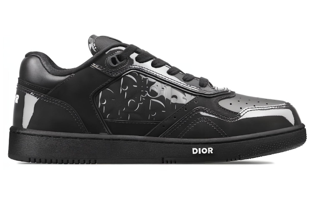 DIOR B27 Low Black Patent DIOR Oblique Gravity Embossed