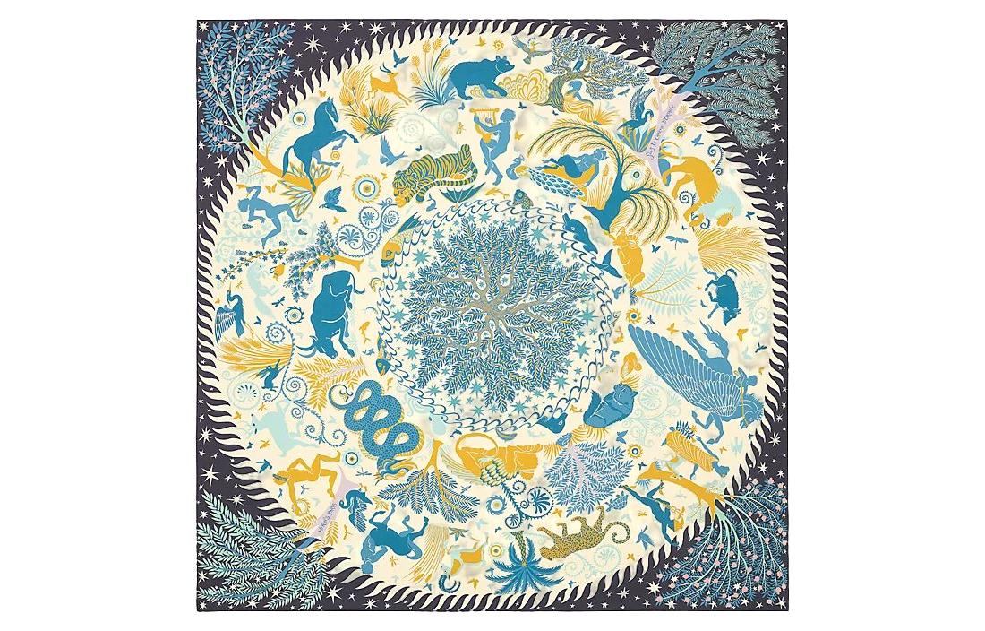 HERMES Silk Scarves Women's Blue