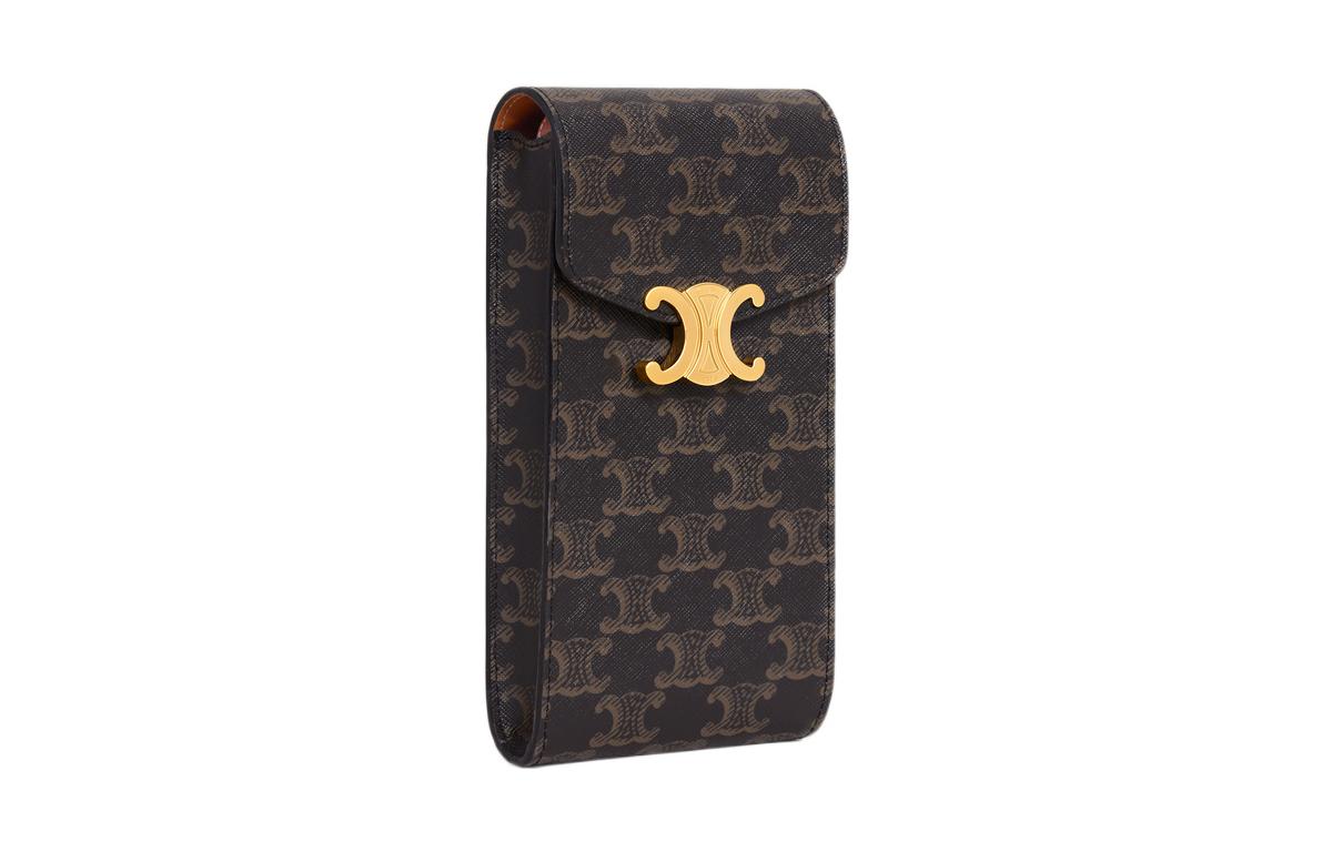 CELINE Triomphe Canvas Cell Phone Pouch Women's Brown