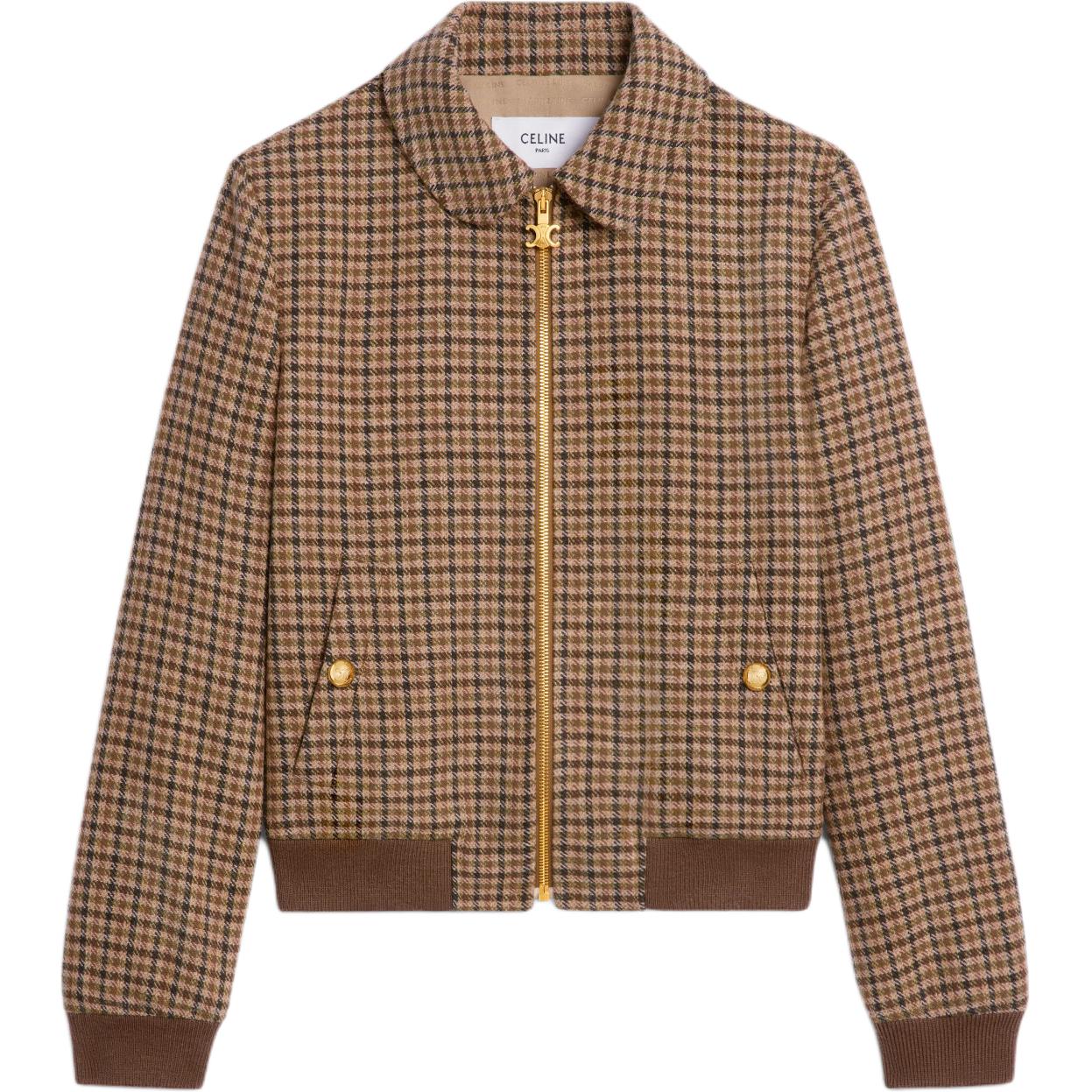 CELINE Chelsea Blouson Jacket In Check Wool