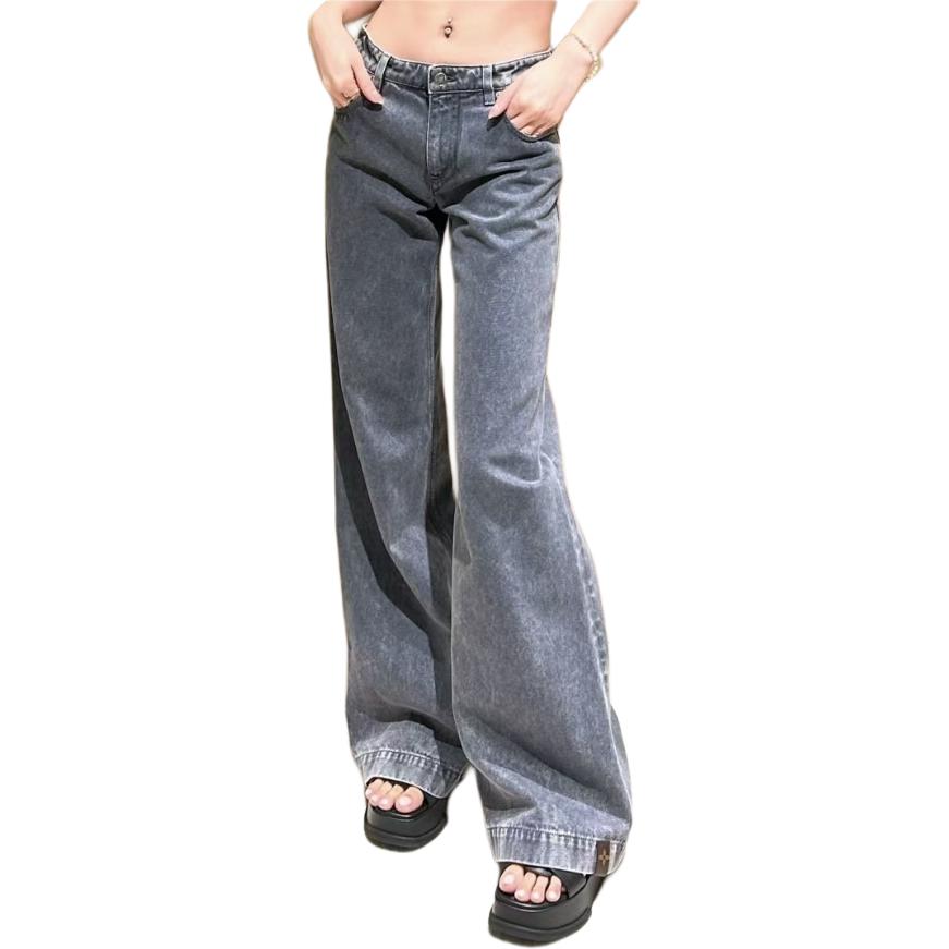 LOUIS VUITTON Washed Denim Wide Leg Jeans