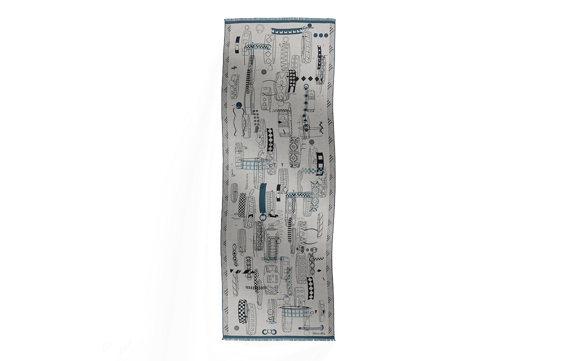 HERMES Knit Scarves Men's Mixed Gray